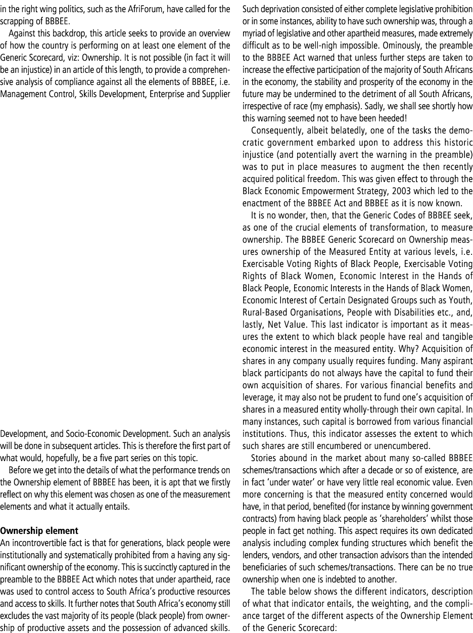 in the right wing politics, such as the AfriForum, have called for the scrapping of BBBEE. Against this backdrop, thi...