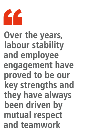 “ Over the years, labour stability and employee engagement have proved to be our key strengths and they have always b...
