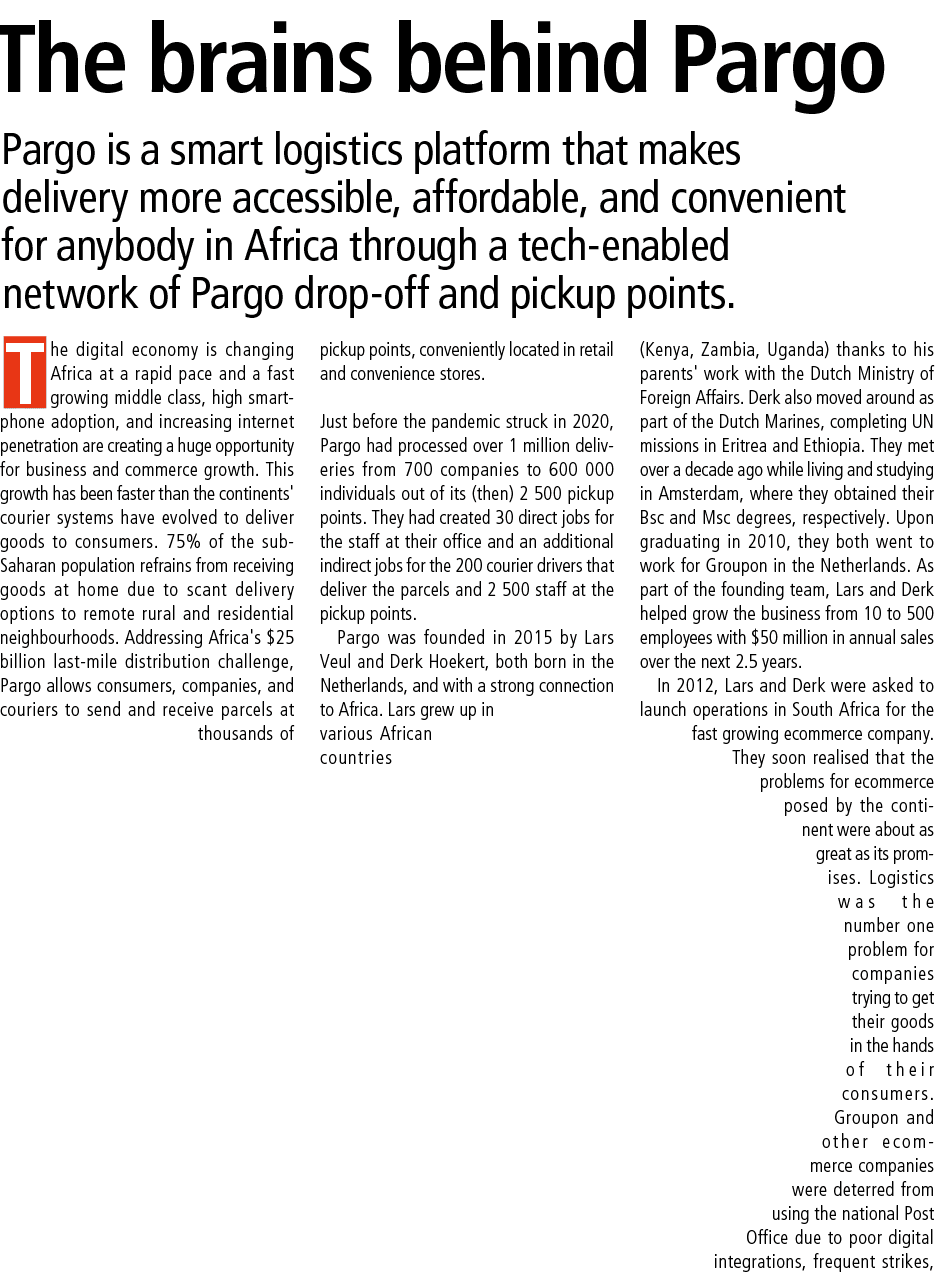 The brains behind Pargo Pargo is a smart logistics platform that makes delivery more accessible, affordable, and conv...