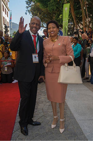 Former ANC Treasurer Matthew Phosa and wife arrives in Parliament ahead of the State Of The Nation Address by President Zuma in Cape Town. 11/02/16. Ntswe Mokoena