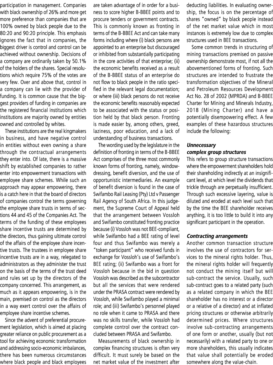 participation in management. Companies with black ownership of 26% and more get more preference than companies that a...