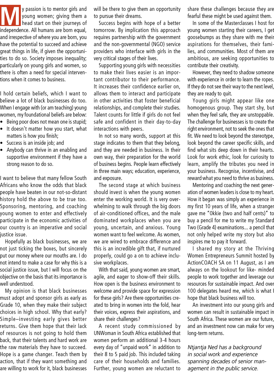 My passion is to mentor girls and young women; giving them a head start on their journeys of independence. All humans...
