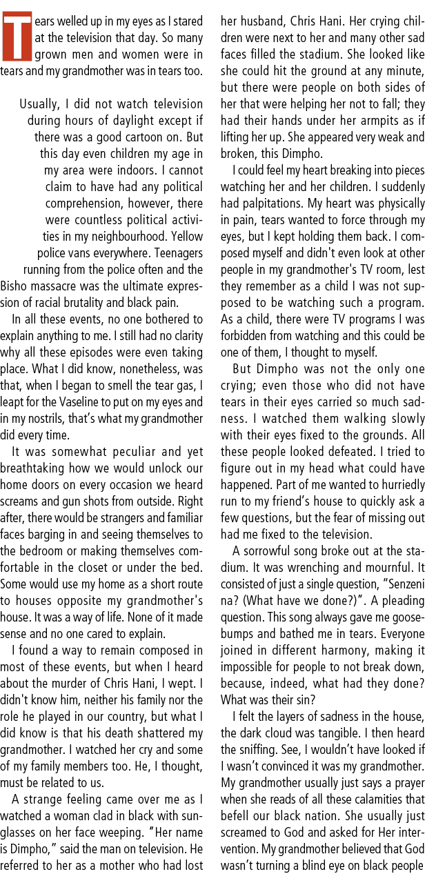 Tears welled up in my eyes as I stared at the television that day. So many grown men and women were in tears and my g...