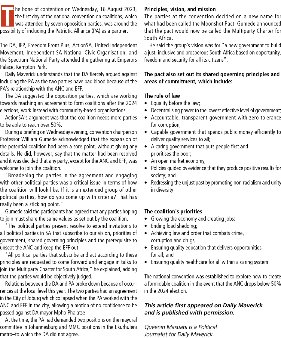 The bone of contention on Wednesday, 16 August 2023, the first day of the national convention on coalitions, which wa...