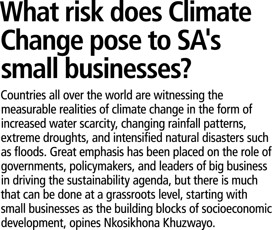 What risk does Climate Change pose to SA's small businesses? Countries all over the world are witnessing the measurab...
