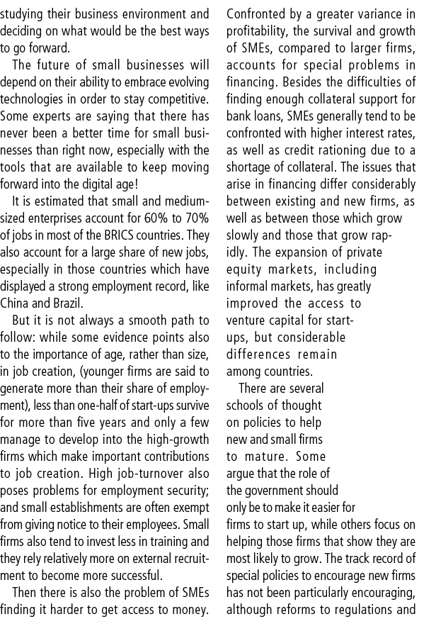studying their business environment and deciding on what would be the best ways to go forward. The future of small bu...