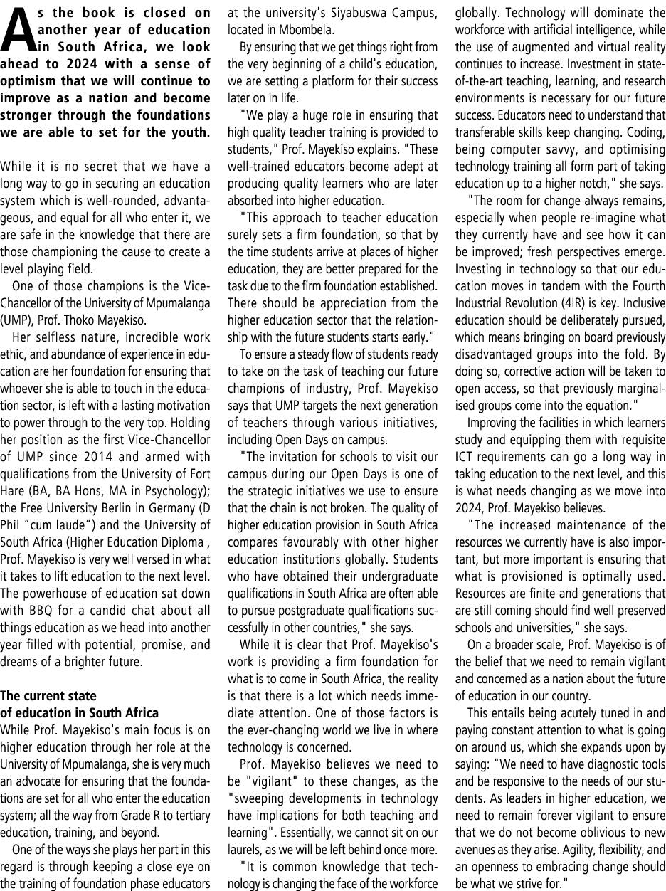 As the book is closed on another year of education in South Africa, we look ahead to 2024 with a sense of optimism th...