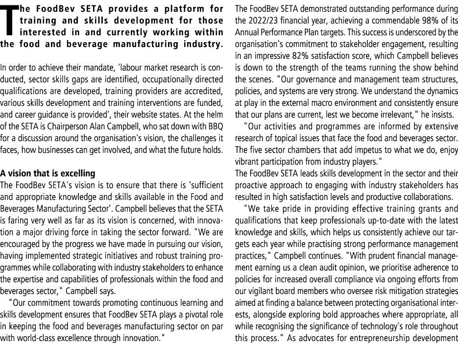 The FoodBev SETA provides a platform for training and skills development for those interested in and currently workin...