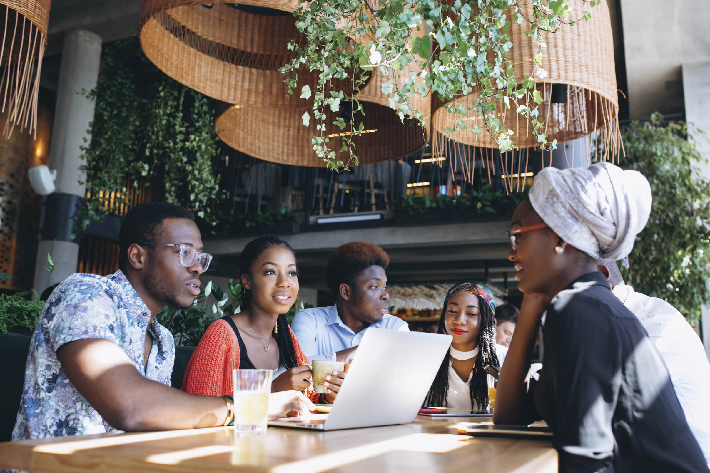Group of afro americans working together