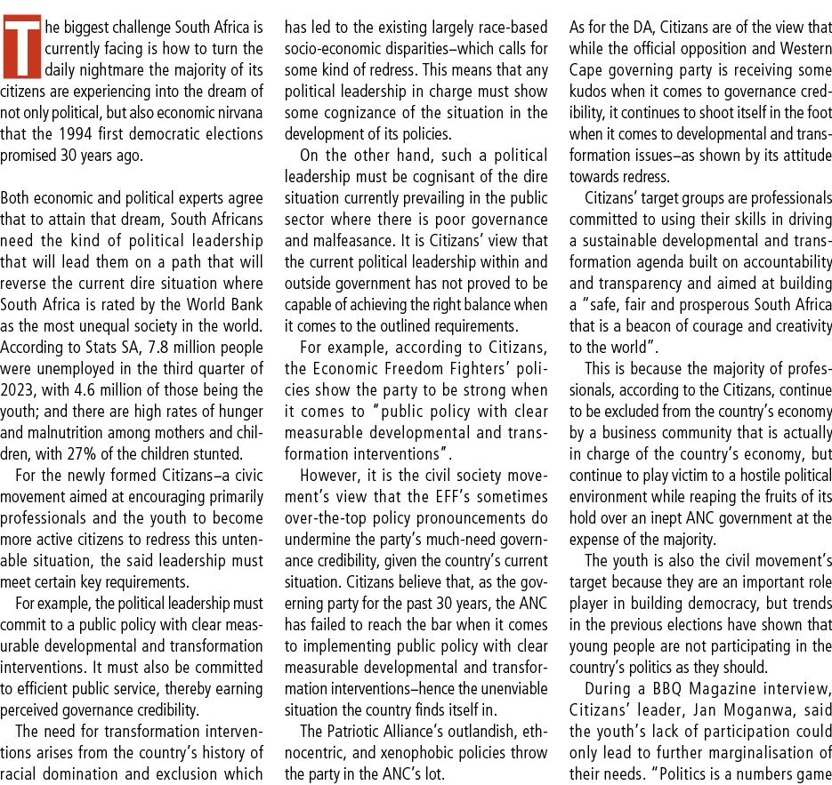The biggest challenge South Africa is currently facing is how to turn the daily nightmare the majority of its citizen...