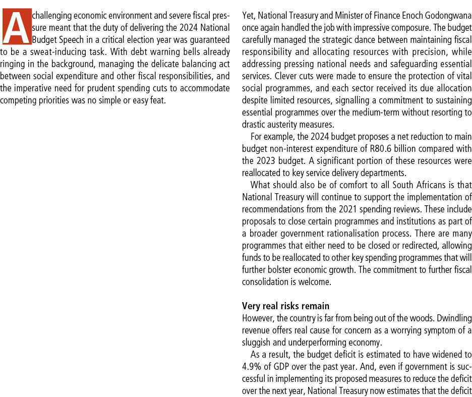 A challenging economic environment and severe fiscal pressure meant that the duty of delivering the 2024 National Bud...