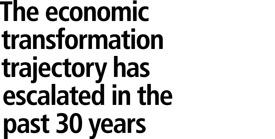The economic transformation trajectory has escalated in the past 30 years 