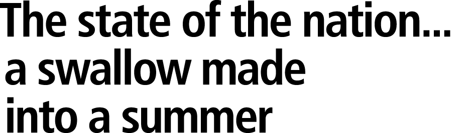 The state of the nation... a swallow made into a summer 