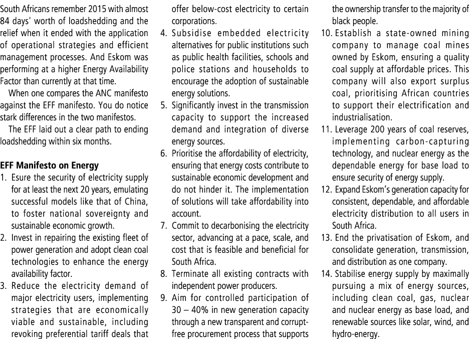 South Africans remember 2015 with almost 84 days' worth of loadshedding and the relief when it ended with the applica...