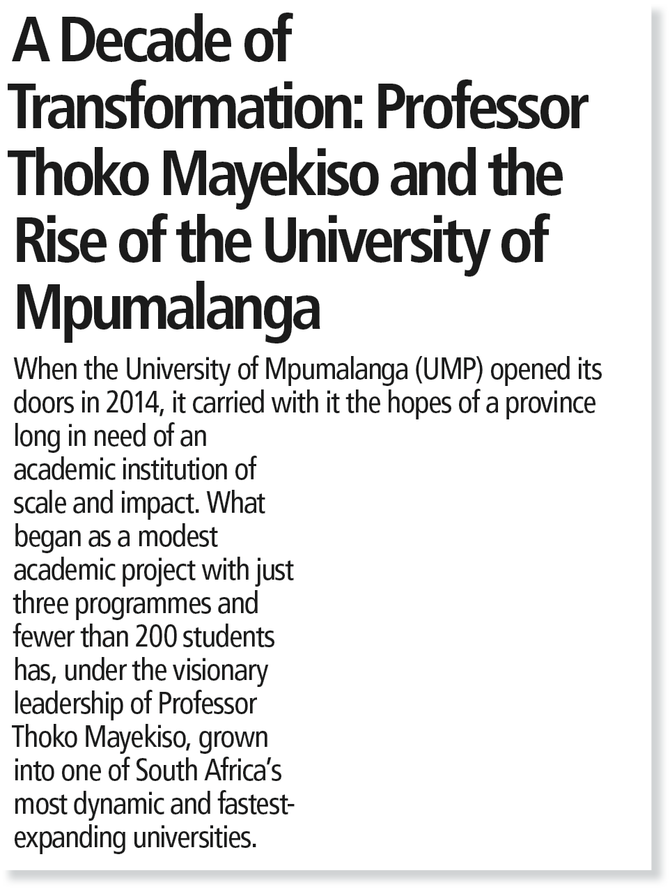 A Decade of Transformation: Professor Thoko Mayekiso and the Rise of the University of Mpumalanga When the University...