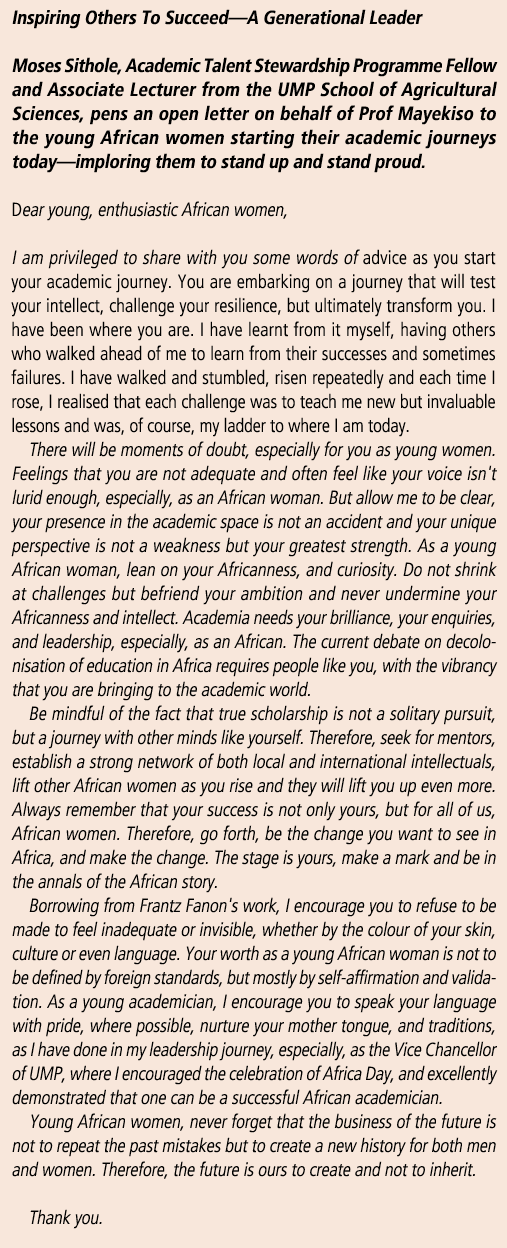 Inspiring Others To Succeed—A Generational Leader Moses Sithole, Academic Talent Stewardship Programme Fellow and Ass...