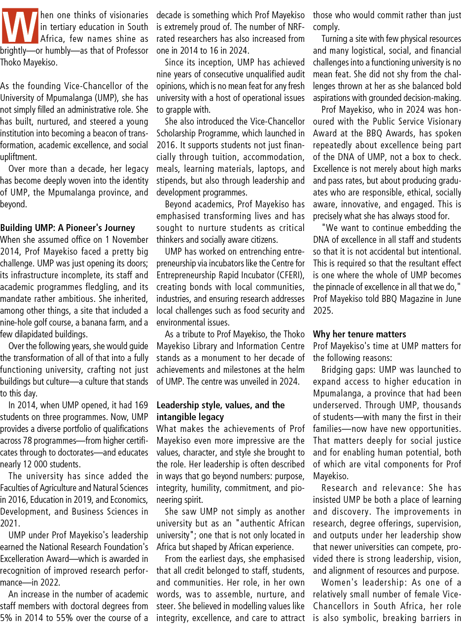 When one thinks of visionaries in tertiary education in South Africa, few names shine as brightly—or humbly—as that o...