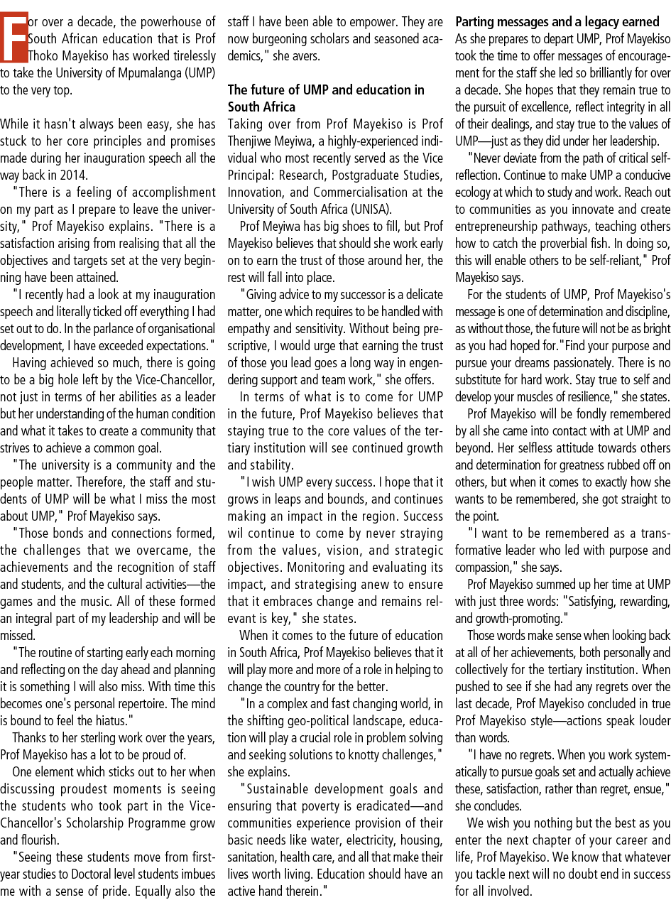 For over a decade, the powerhouse of South African education that is Prof Thoko Mayekiso has worked tirelessly to tak...